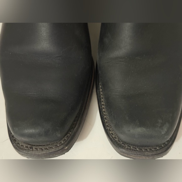 Black All Leather Motorcycle Biker Boots with Square Toe - Size Ladies 8 - Picture 14 of 16